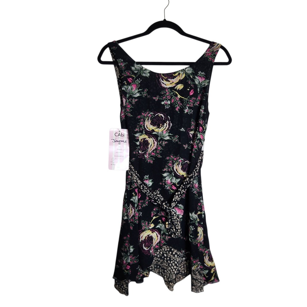 Cabi Jayne Floral Animal Print Tunic Dress Black Pink 315 Medium